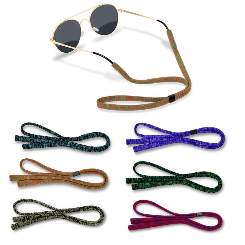 HALF CRESCEN Glasses Strap (Pack of 6) Glasses Holder, Soft Elastic Nylon Sunglass Strap for Men Women - Image 1
